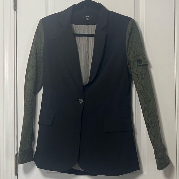 Fate Jackets & Blazers - Fate Blazer Black with Green Snake Skin Sleeves and Black zip in hoodie size S